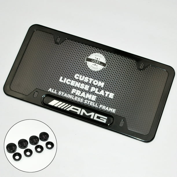 1pc 3D TURBO Emblem Badge BLACK Stainless Metal License Plate Frame Holder